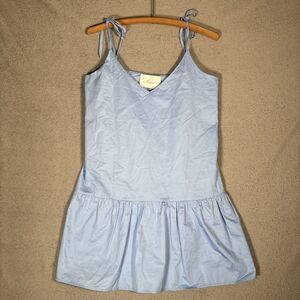 Kasia Tuckernuck Mini Dress Size M Powder Blue Drop Waist Soft Girl Cottagecore